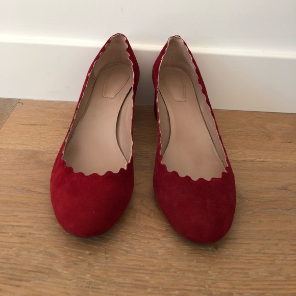 Chloe scalloped red suede Lauren heels - 38 - Picture 2 of 8